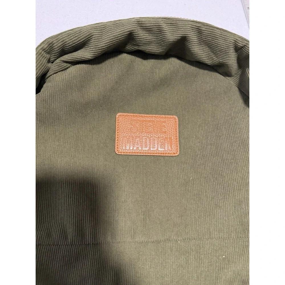 Men's Steve Madden Olive Green Corduroy Laptop Large Backpack Bag